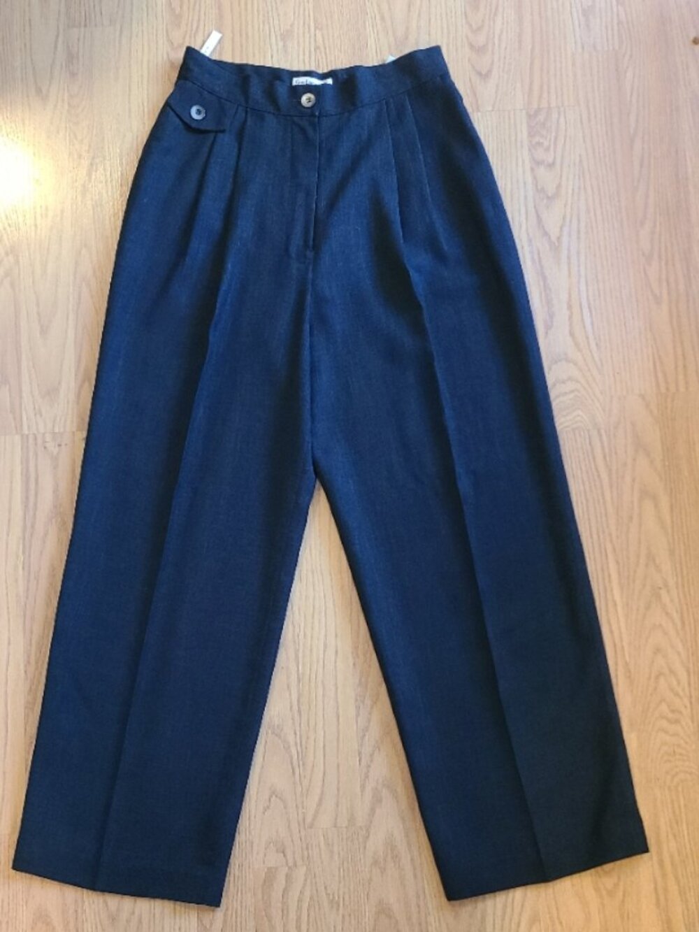 VINTAGE 80s GUY LAROCHE PLEATED LOGO-BUTTON TROUSERS PANTS RELAXED HIGH RISE 40 - Picture 2 of 8